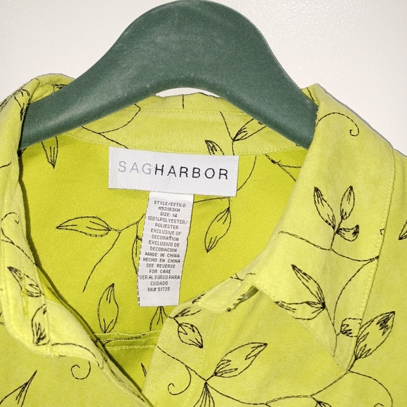 VINTAGE SAG HARBOR WOMAN SHIRT LIGHT GREEN PLUS SIZE 14 - Picture 4 of 10